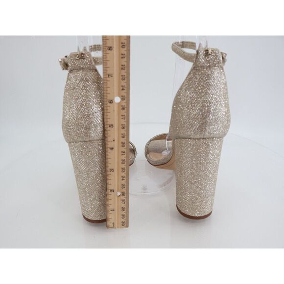 Sam Edelman Womens Yaro Sandals Ankle Strap Block Heel Gold Shimmer Size 11 Prom - Picture 4 of 12